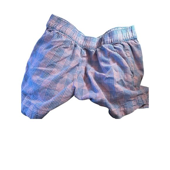 Patagonia Womens M Garden Island Shorts 3.5" Hemp Blend Pink/Blue Check Pockets - Picture 5 of 9